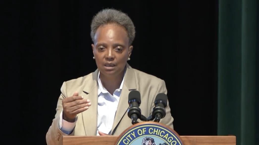 Mayor Lori Lightfoot addresses the news media Monday, July 18, 2022. (Chicago's Mayor's Office)
