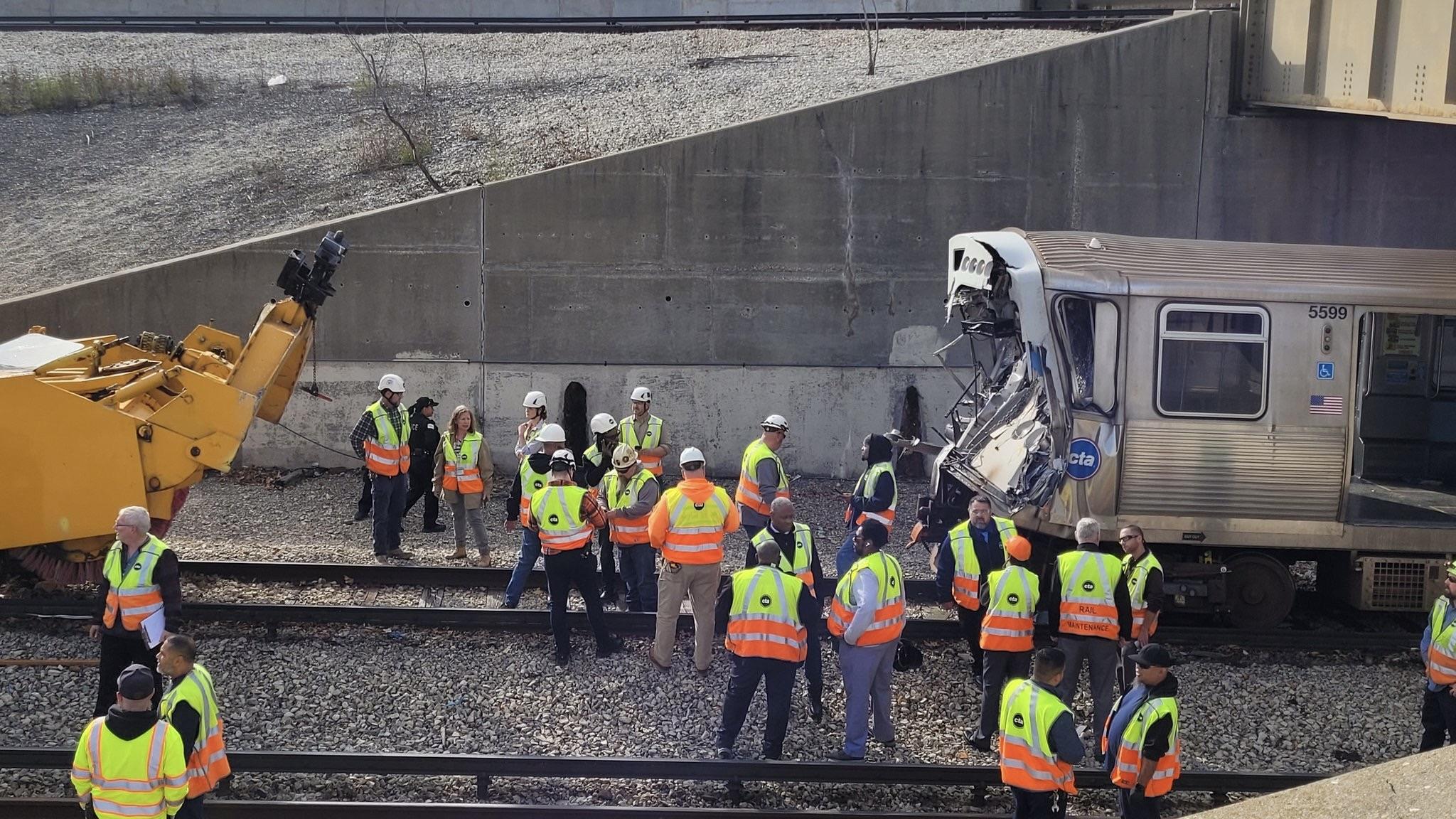 The derailed train. (Credit: Chicago Fire Department)