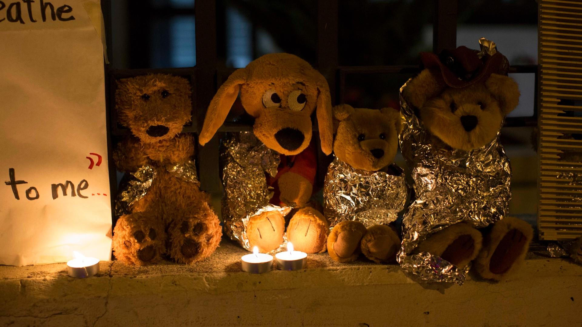 In this Wednesday, June 20, 2018, file photo, stuffed toy animals wrapped in aluminum foil representing migrant children separated from their families are displayed in protest in front of the United States embassy in Guatemala City. (AP Photo / Luis Soto, File)