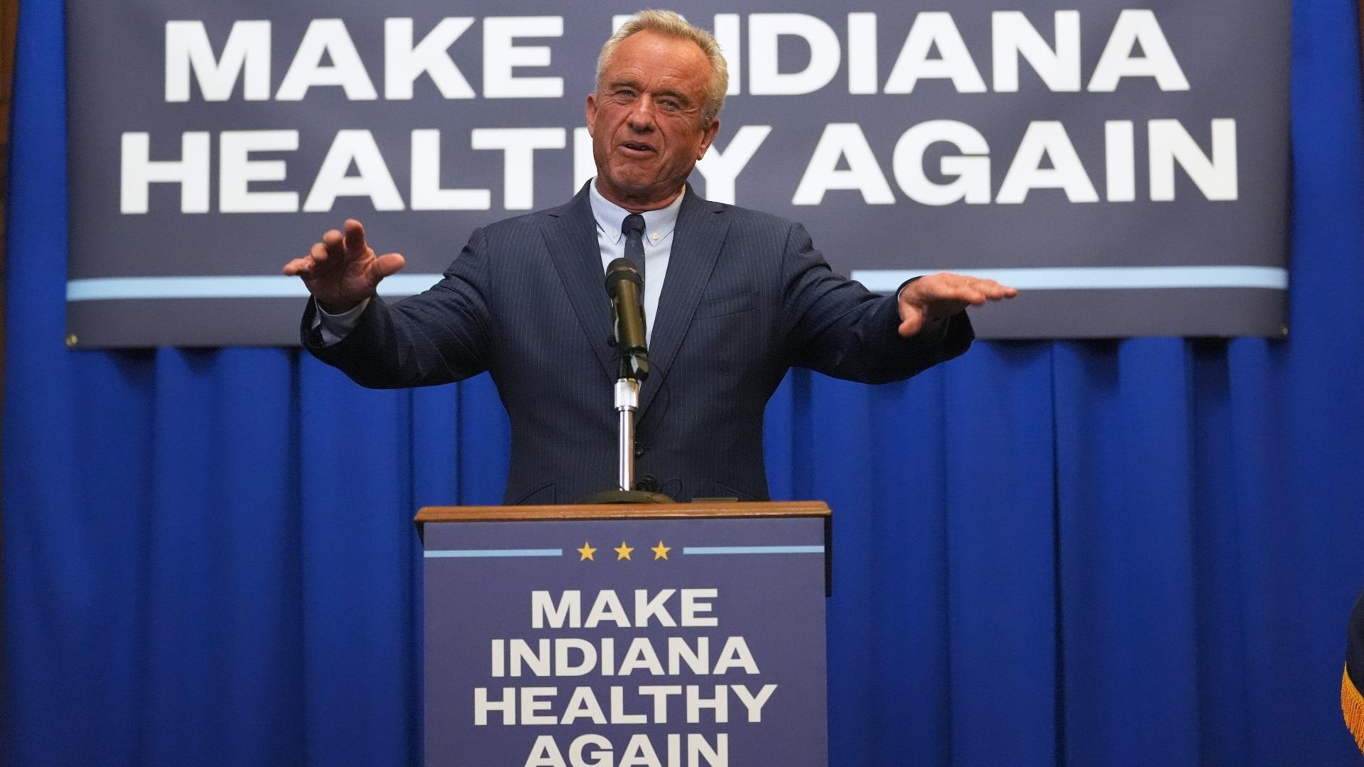 U.S. Health and Human Services Secretary Robert F. Kennedy, Jr speaks during a Make Indiana Healthy Again initiative event in Indianapolis, Tuesday, April 15, 2025. (AP Photo / Michael Conroy) U.S. Health and Human Services Secretary Robert F. Kennedy, Jr speaks during a Make Indiana Healthy Again initiative event in Indianapolis, Tuesday, April 15, 2025. (AP Photo / Michael Conroy)