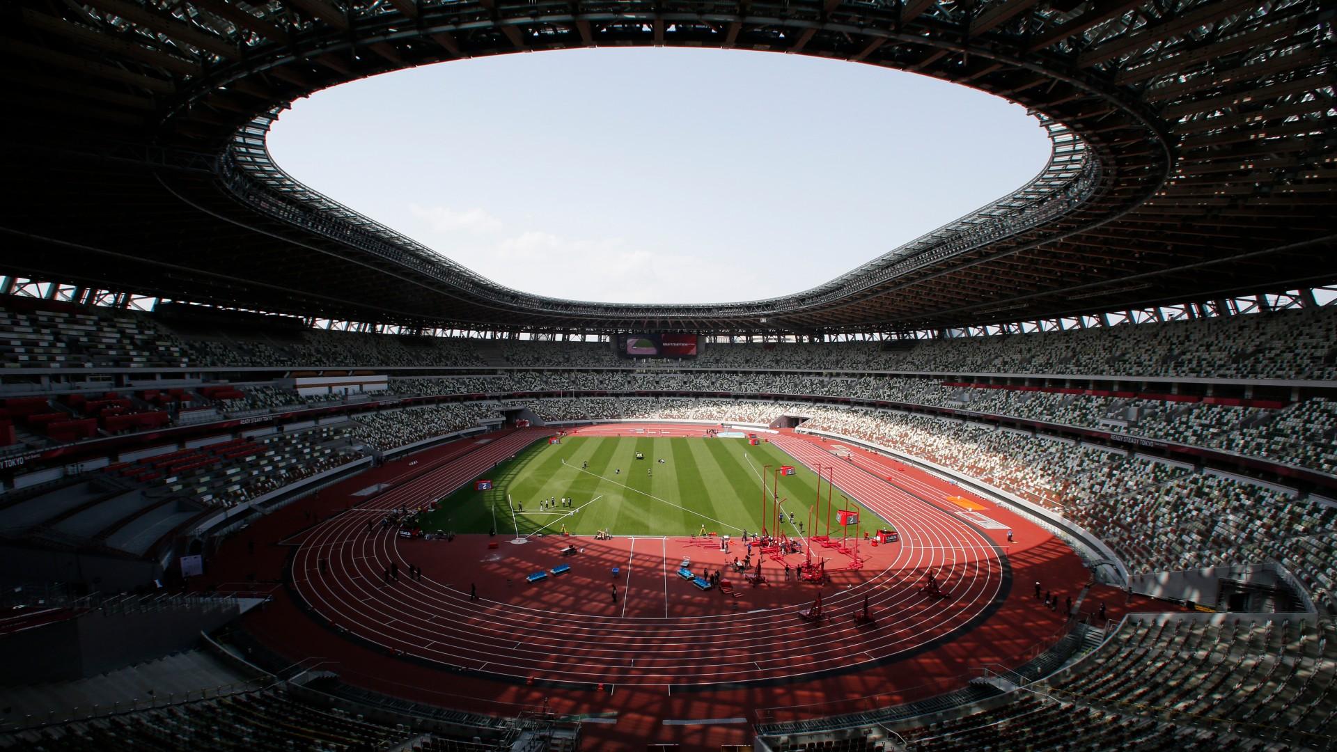 In this May 9, 2021, file photo, a general view of National Stadium during an athletics test event for the Tokyo 2020 Olympics Games in Tokyo. IOC officials say the Tokyo Olympics will open on July 23 and almost nothing now can stop the games from going forward. (AP Photo / Shuji Kajiyama, File)