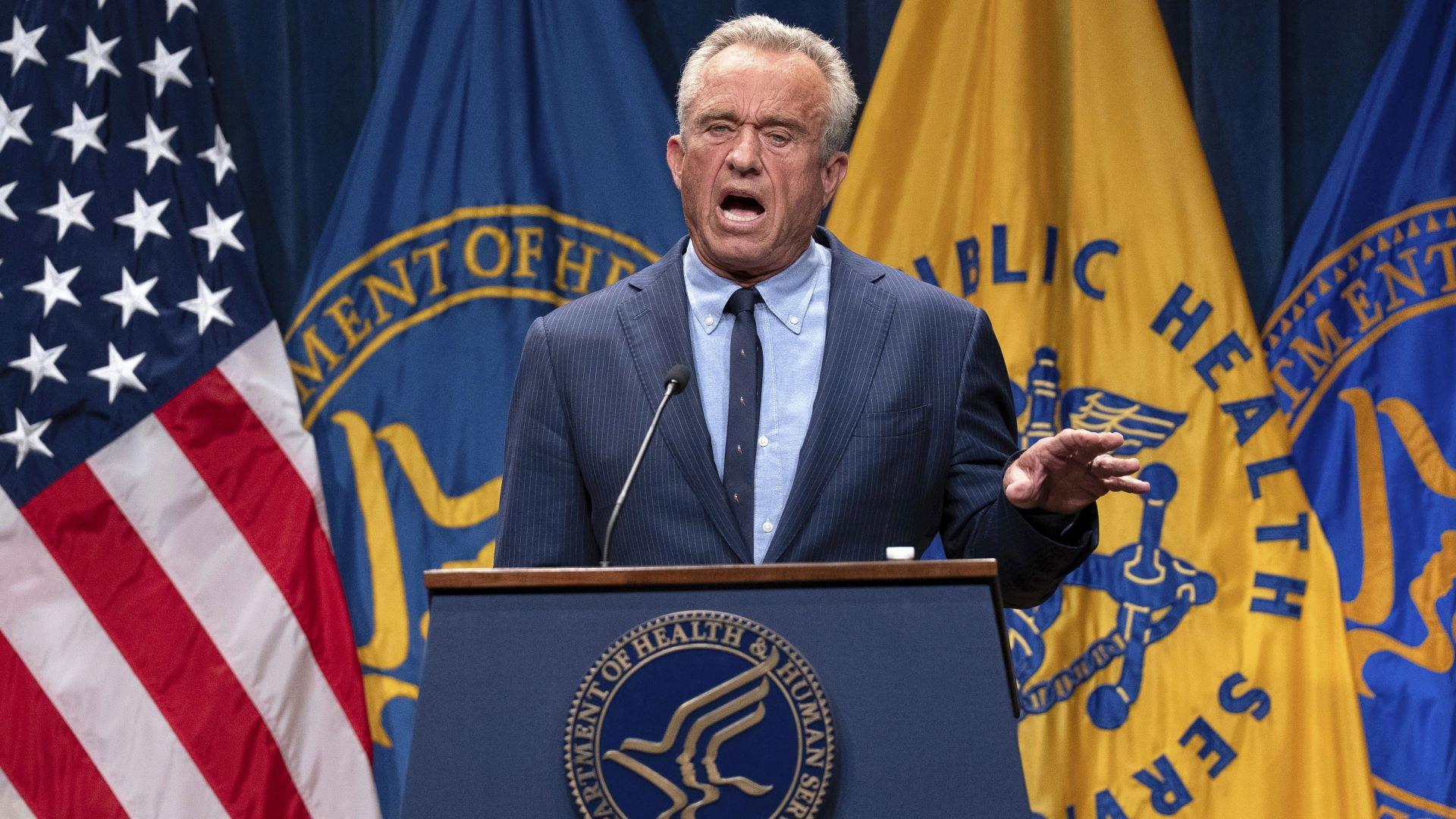 Health and Human Services Secretary Robert F. Kennedy Jr. speaks during a news conference on the Autism report by the CDC at the Hubert Humphrey Building Auditorium in Washington, April 16, 2025. (AP Photo/Jose Luis Magana, File) Health and Human Services Secretary Robert F. Kennedy Jr. speaks during a news conference on the Autism report by the CDC at the Hubert Humphrey Building Auditorium in Washington, April 16, 2025. (AP Photo/Jose Luis Magana, File)