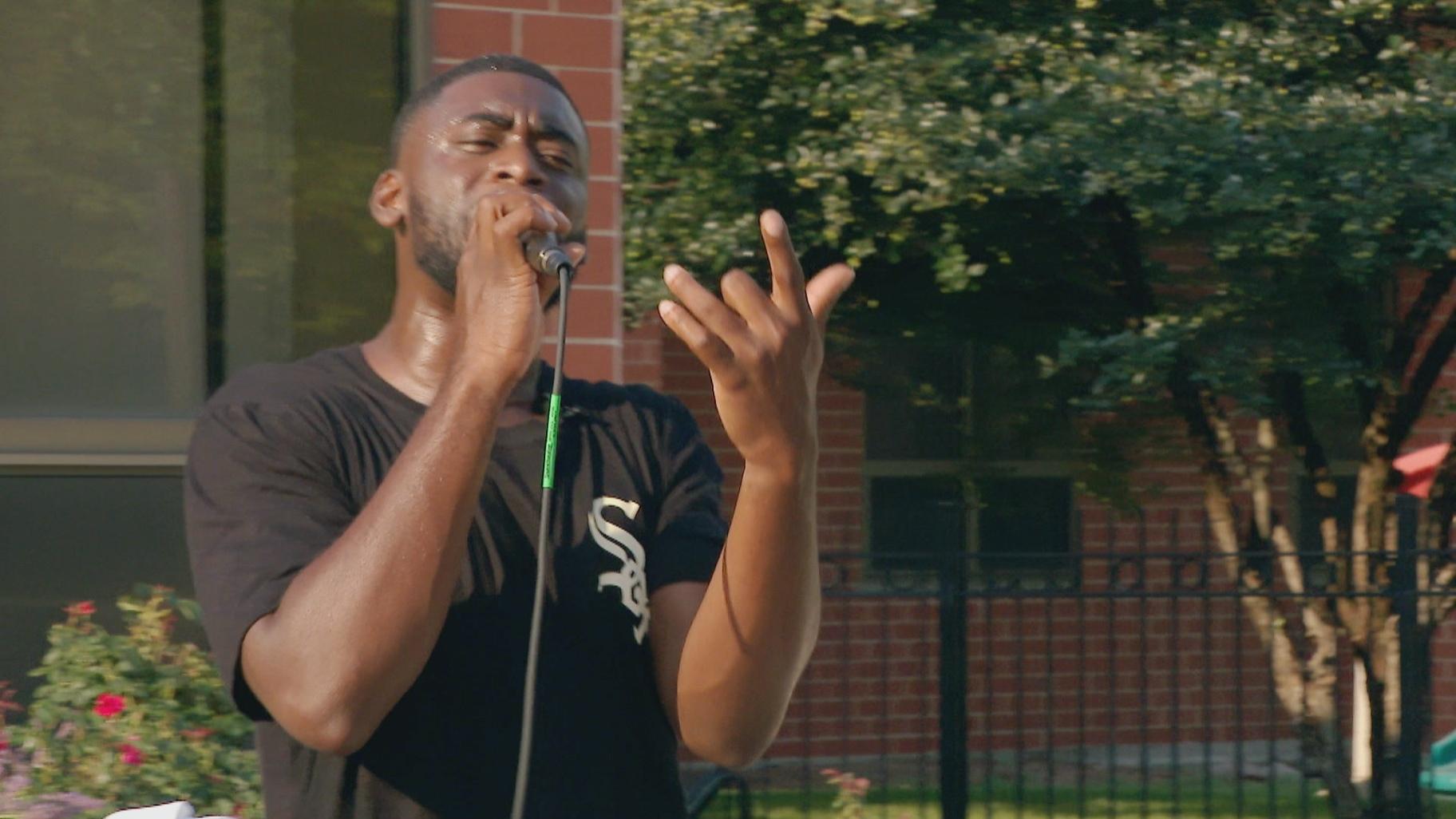King Moosa performs raps that reflect his lived experience. (WTTW News)