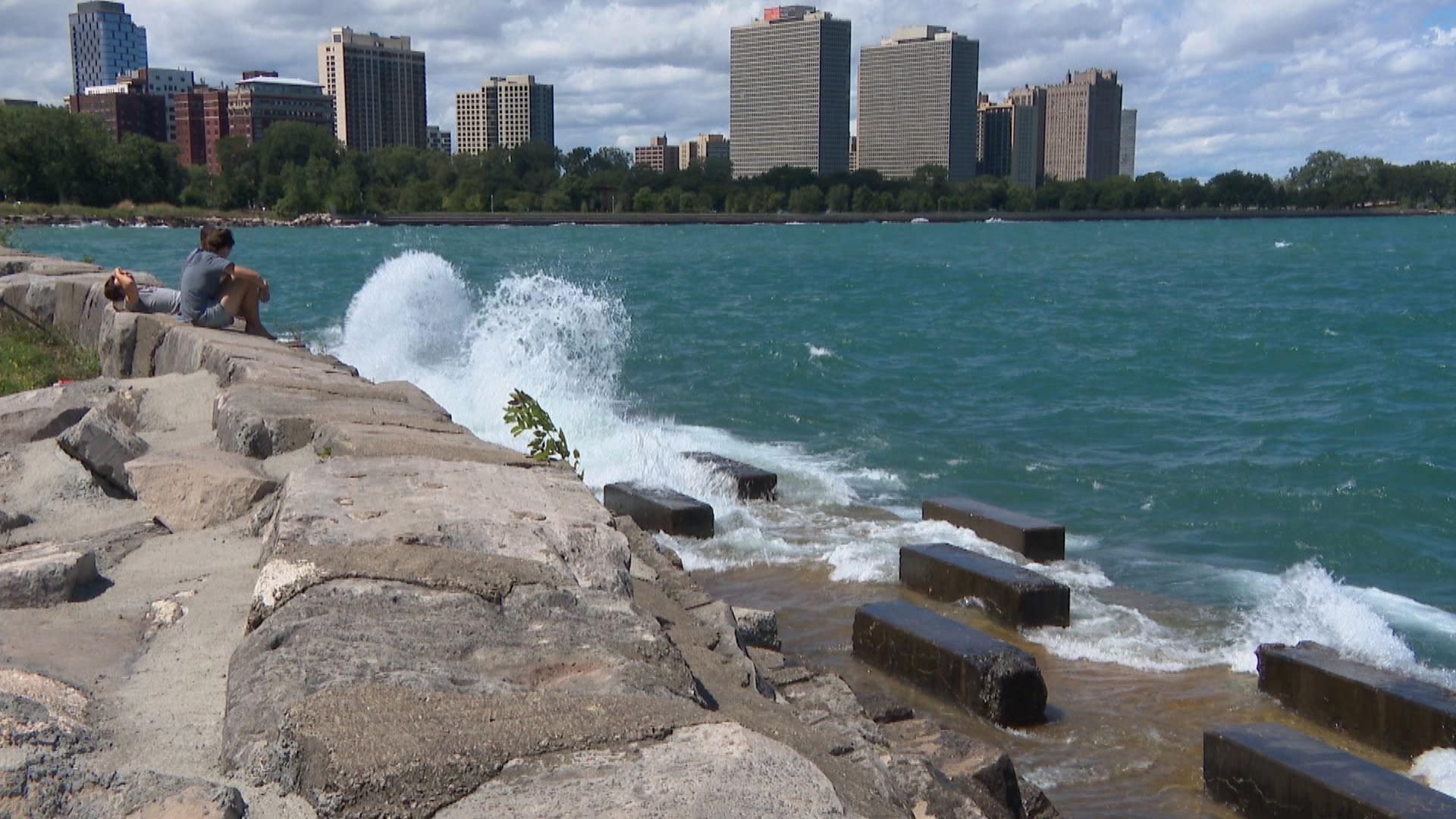 Beware of high waves on Lake Michigan near piers, jetties and other shoreline structures. (WTTW News)