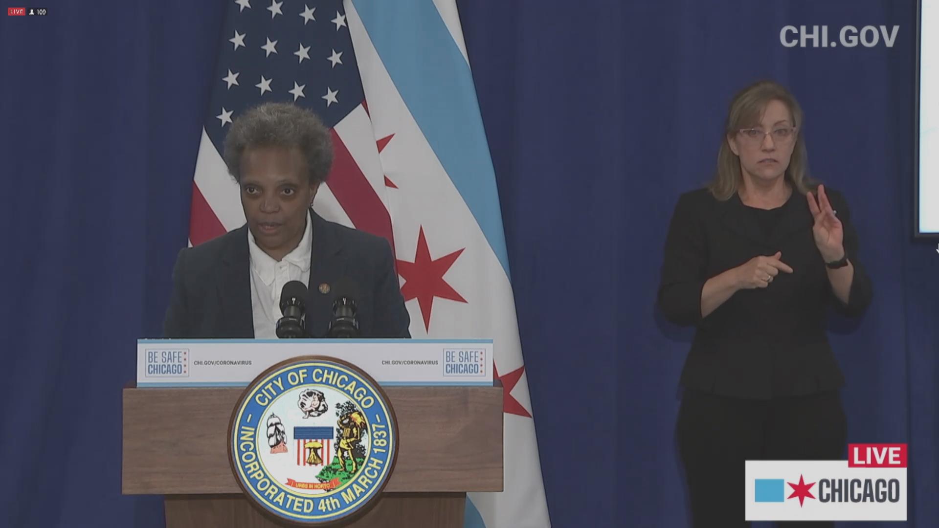 A screenshot from a May 29, 2020 livestream with Mayor Lori Lightfoot. (Chicago Mayor’s Office)