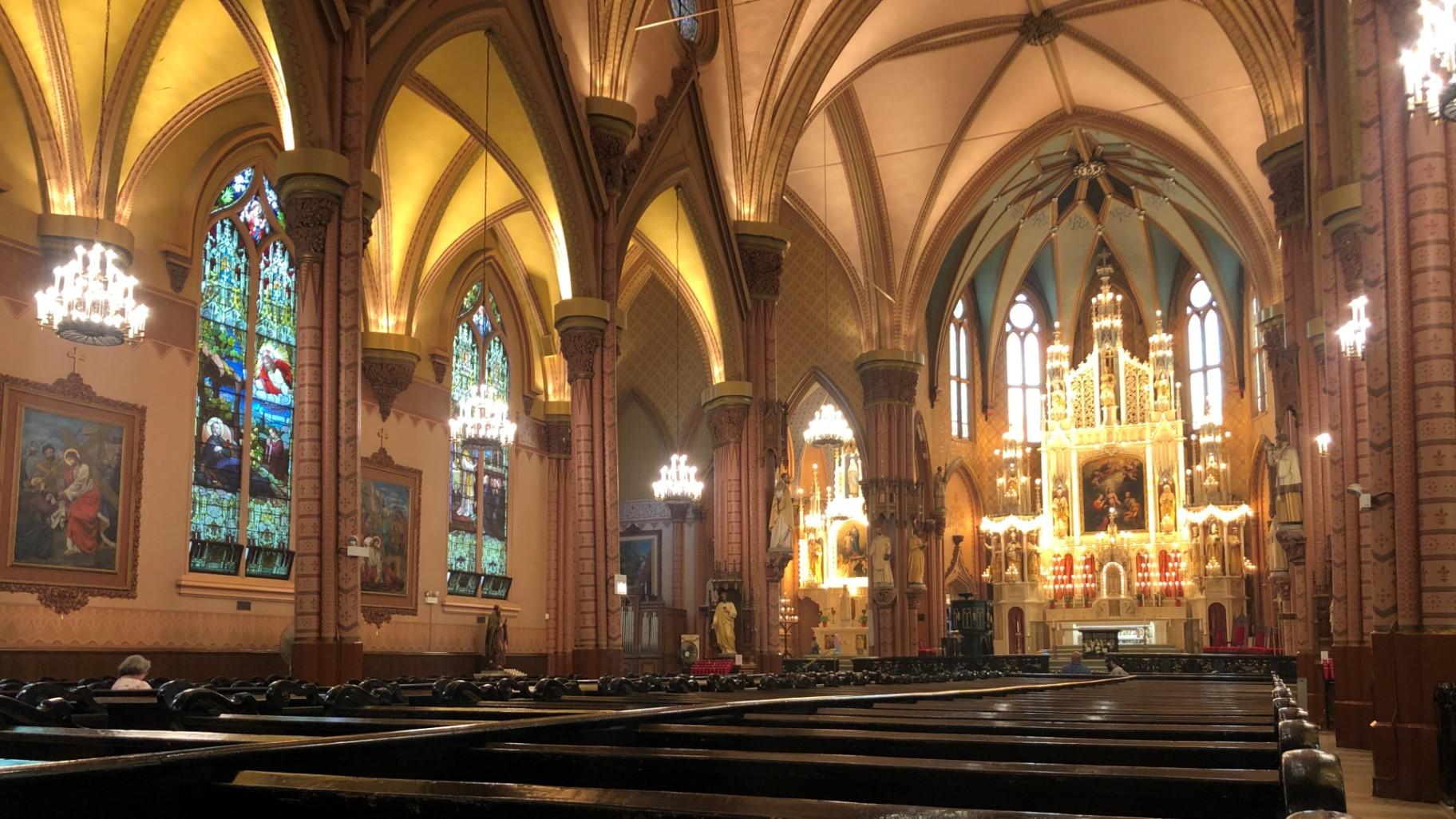 Church of the Holy Family opened in August 1860 with an interior by architect John Mills Van Osdel. (Marc Vitali / WTTW News)