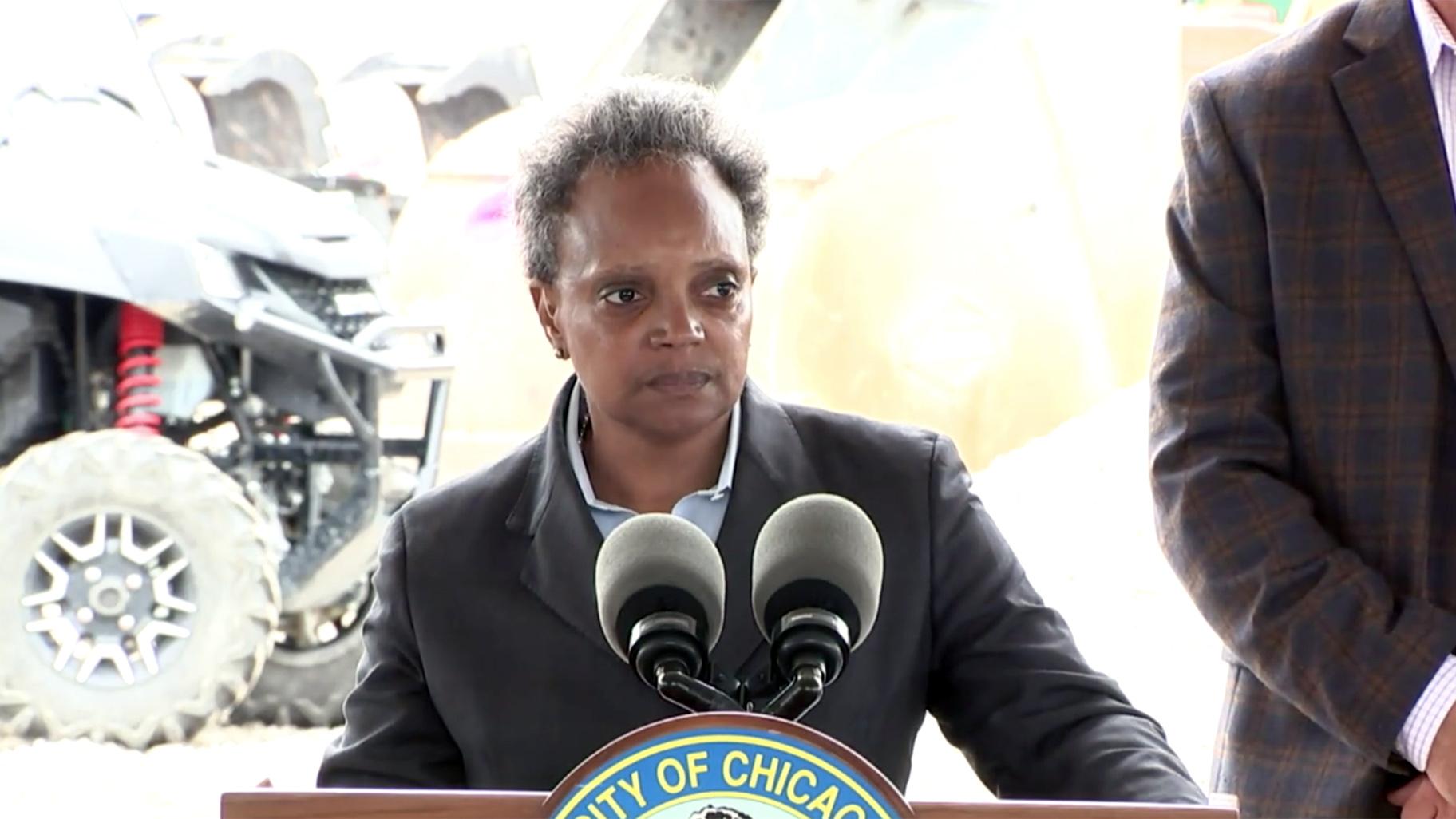 Mayor Lori Lightfoot speaks about crime and violence on Thursday, July 15, 2021. (WTTW News via Mayor’s Office)