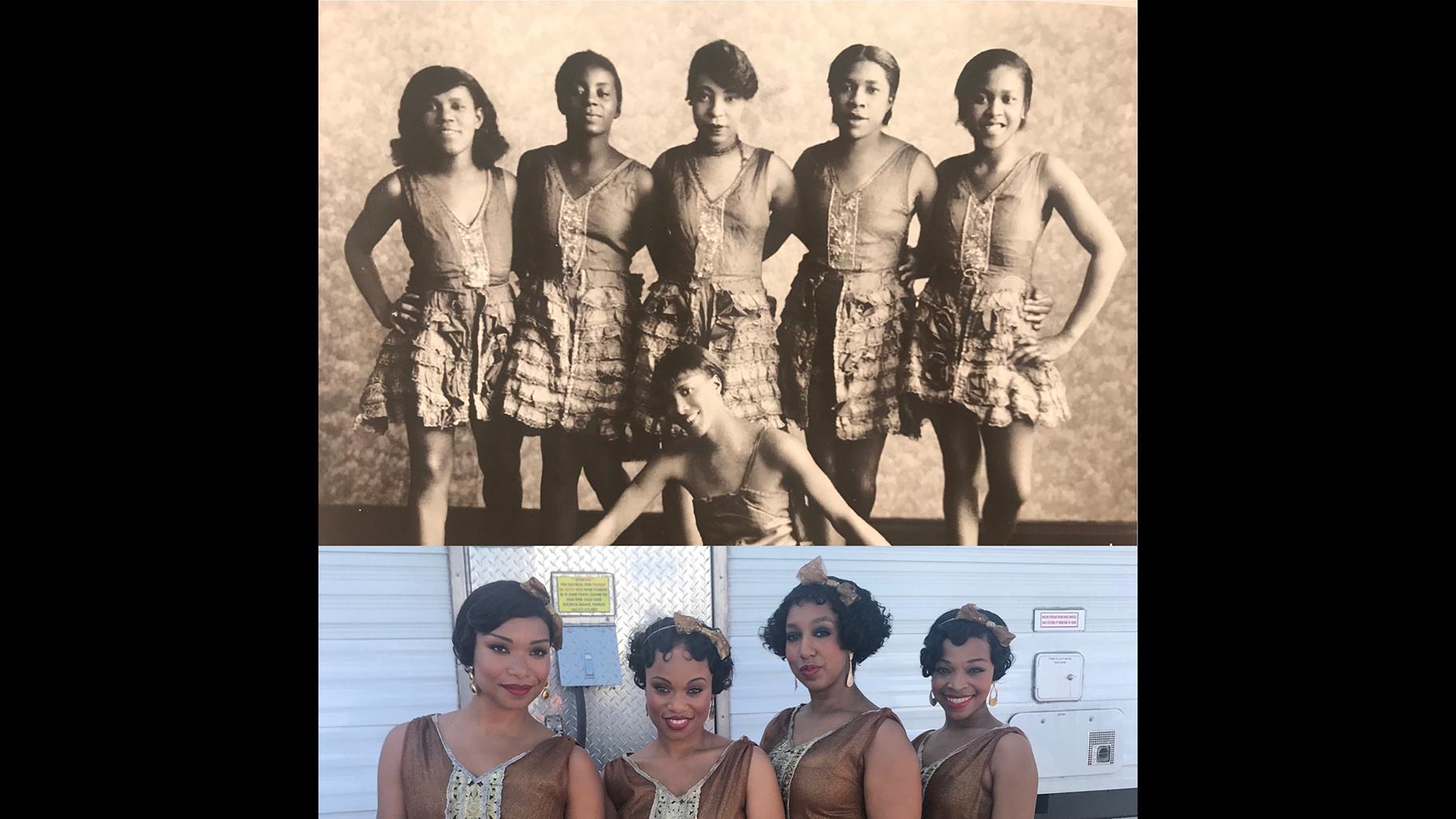 A reference photo, above, for inspiration and the results, below, of Mia Neal’s work on the set of “Ma Rainey’s Black Bottom.” (Courtesy of Impact24)