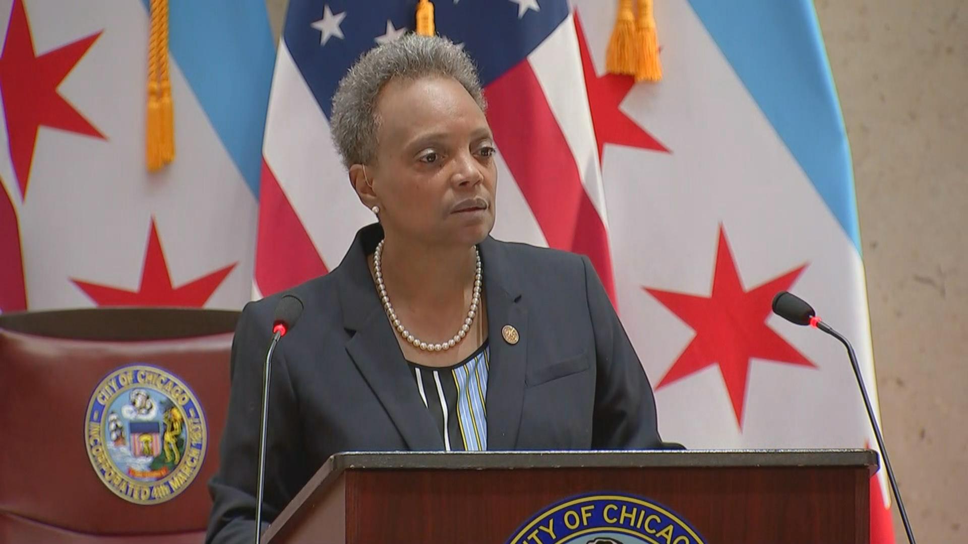 Mayor Lori Lightfoot delivers her budget address on Wednesday, Oct. 21, 2020. (WTTW News)