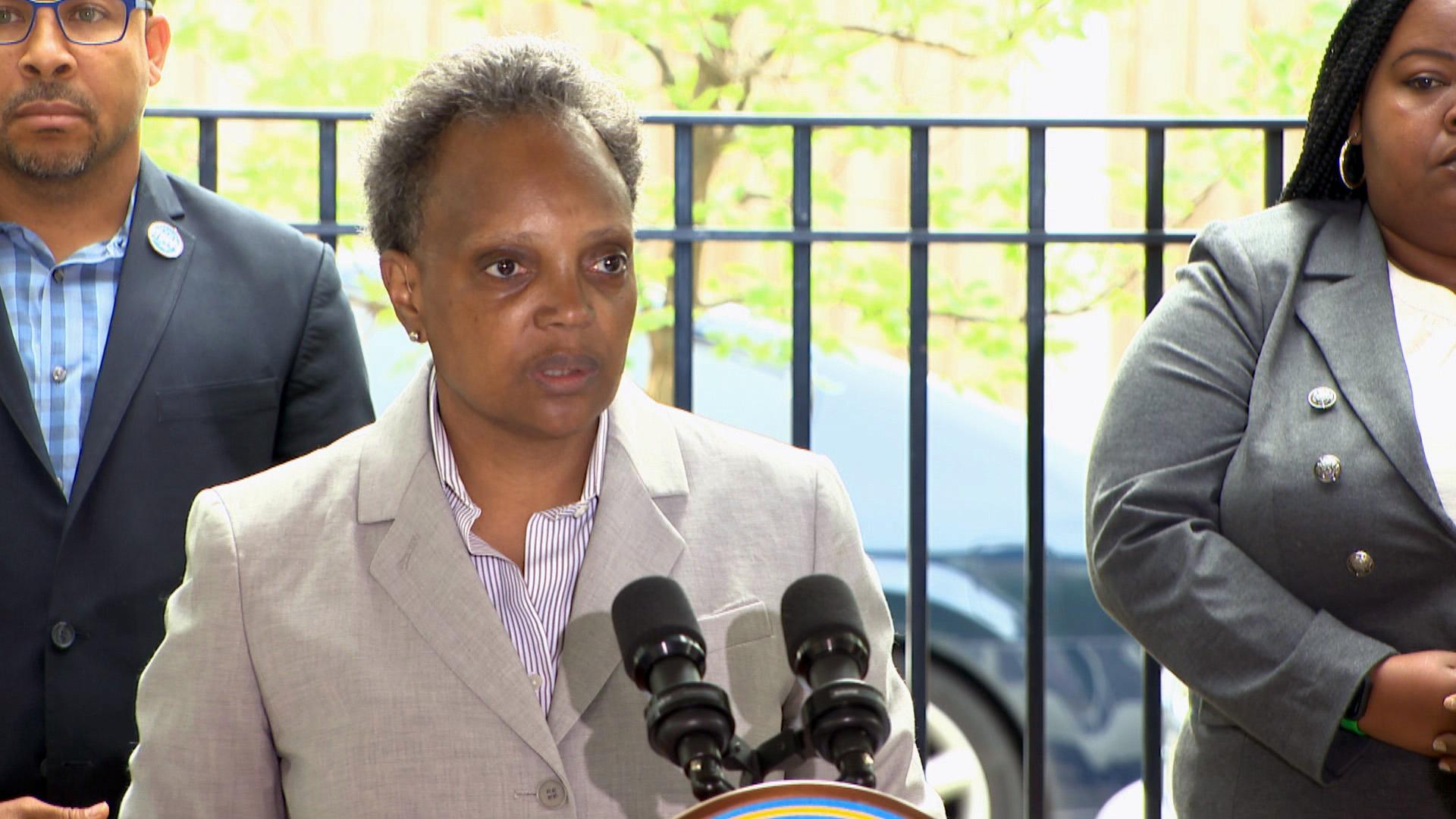 Mayor Lori Lightfoot addresses weekend violence in Chicago at an unrelated news conference Monday, June 28, 2021. (WTTW News)