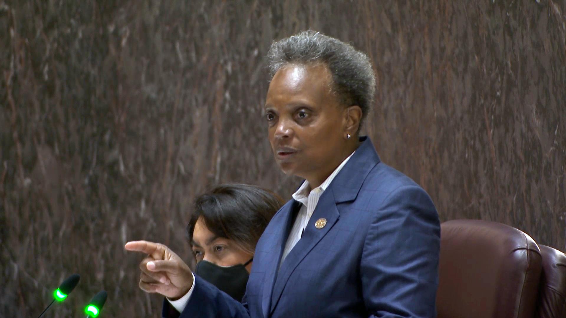 Mayor Lori Lightfoot presents her budget proposal for 2022 to the Chicago City Council on Monday, Sept. 20, 2021. (WTTW News)