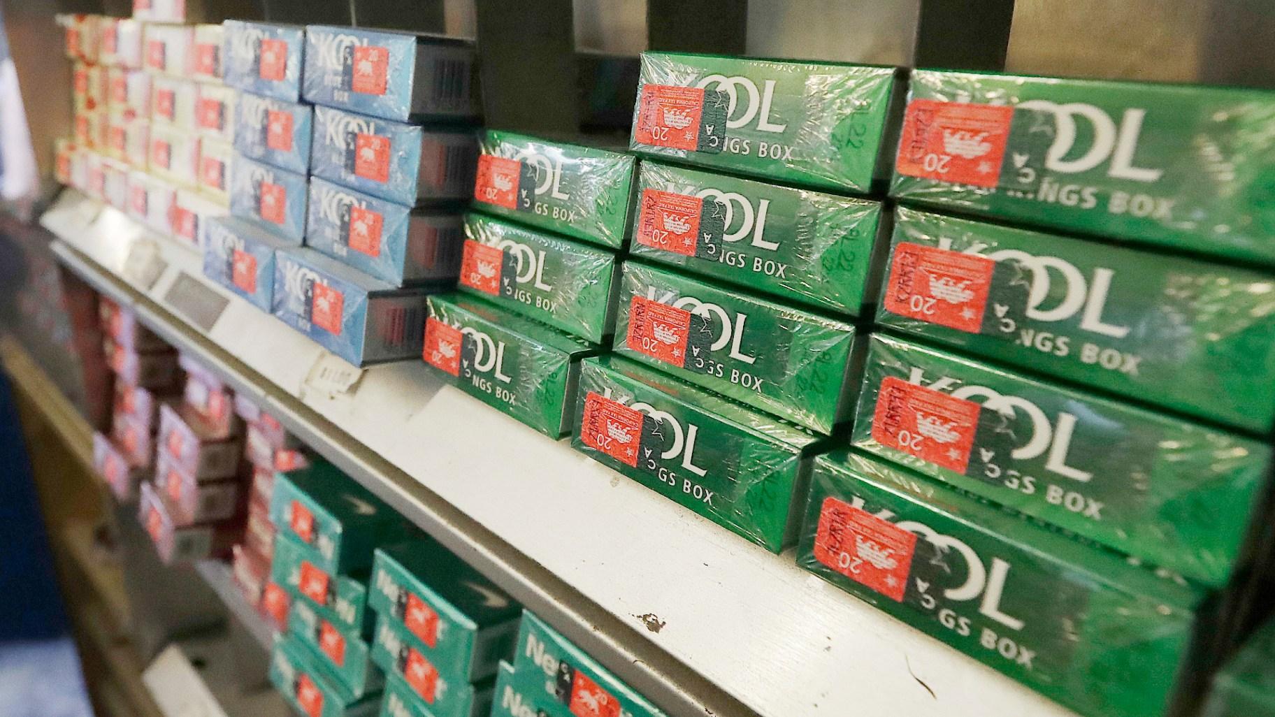 FILE - Menthol cigarettes and other tobacco products are displayed at a store in San Francisco on May 17, 2018. (Jeff Chiu / AP Photo, File)