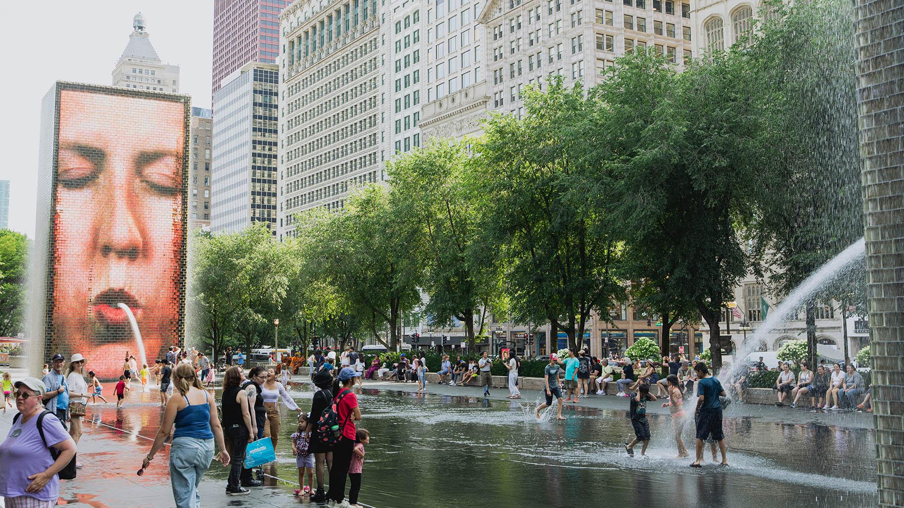 The Crown Fountain in Millennium Park is pictured in a file photo. (Michael Izquierdo / WTTW News)