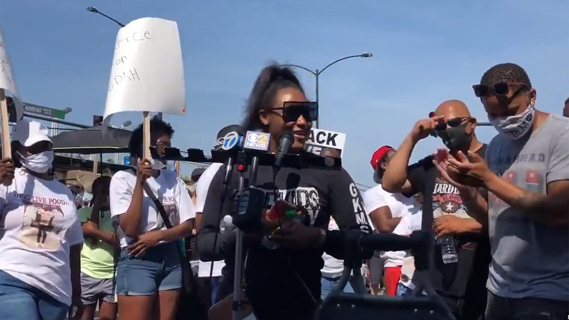 Miracle Boyd of GoodKids Mad City speaks at the “Love March” event on Saturday, July 25, 2020. (WTTW News)