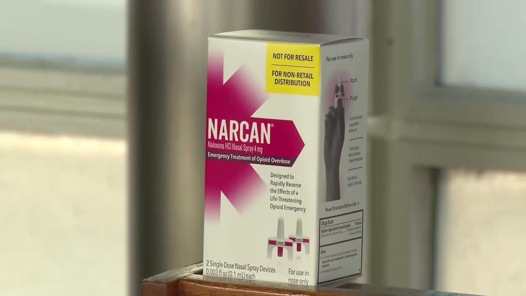 A box of Narcan naloxone nasal spray, which is used to reverse the effects of an opioid overdose. (WTTW News)