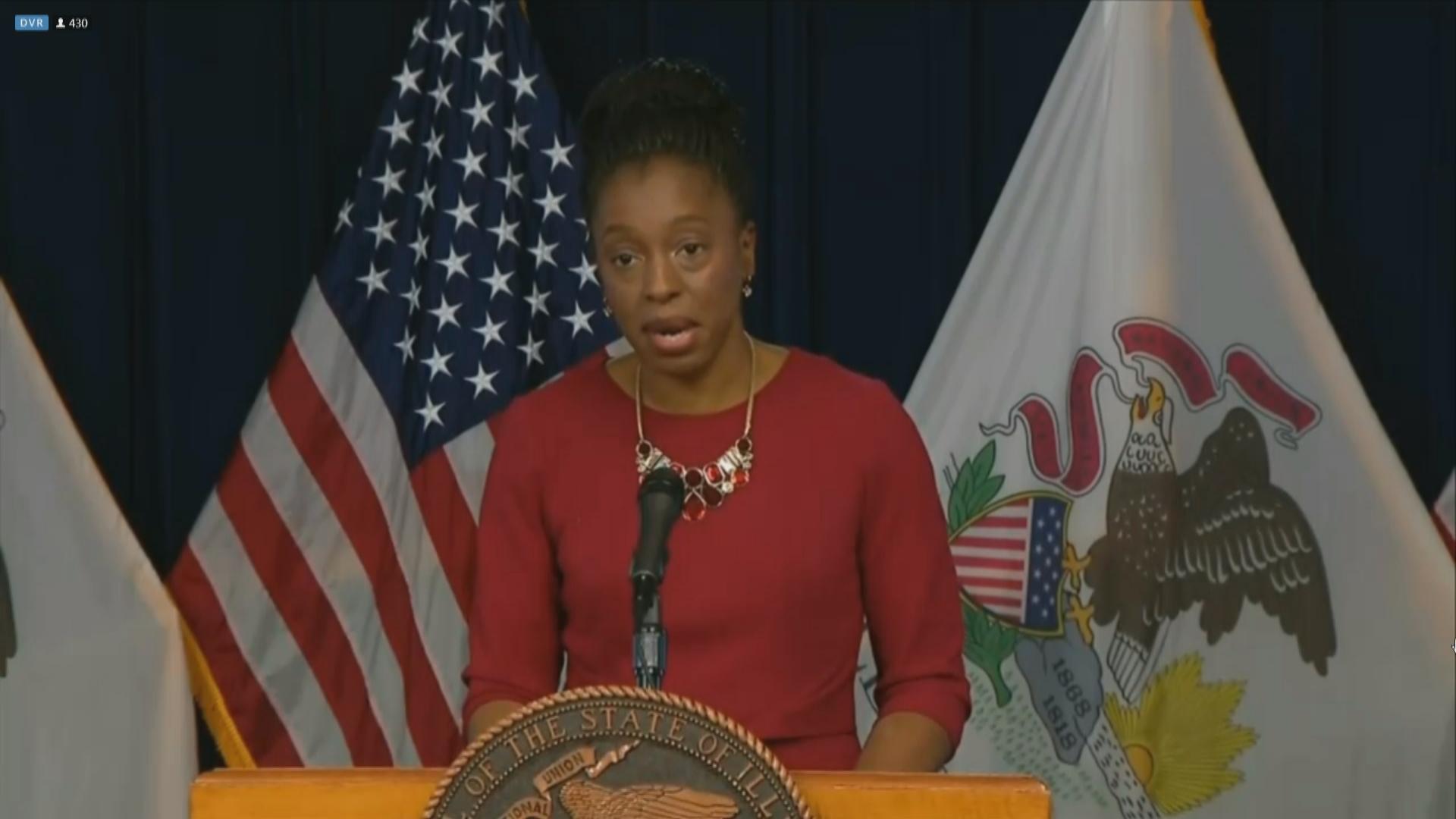 Illinois Department of Public Health Director Dr. Ngozi Ezike speaks Wednesday, Dec. 9, 2020 during the state’s daily COVID-19 press briefing. (WTTW News)