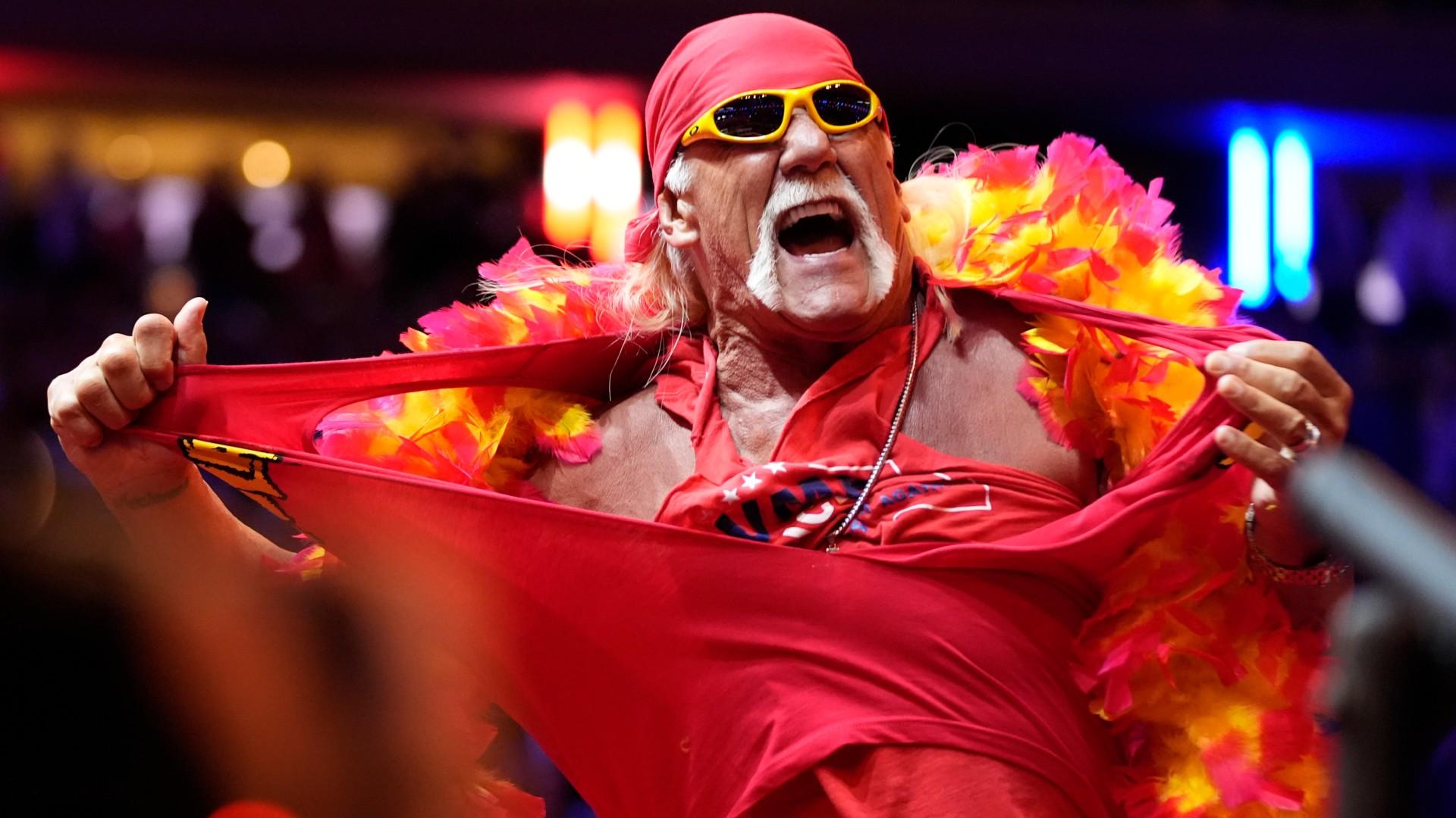 Hulk Hogan rips his shirt before Republican presidential nominee former President Donald Trump speaks at a campaign rally at Madison Square Garden, Oct. 27, 2024, in New York. (AP Photo / Alex Brandon, File) Hulk Hogan rips his shirt before Republican presidential nominee former President Donald Trump speaks at a campaign rally at Madison Square Garden, Oct. 27, 2024, in New York. (AP Photo / Alex Brandon, File)
