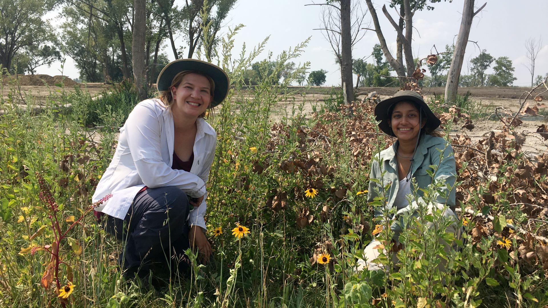 Lauren Umek of the Park District and research assistant Alifya Saify at Big Marsh Park. (Courtesy of Chicago Park District) 