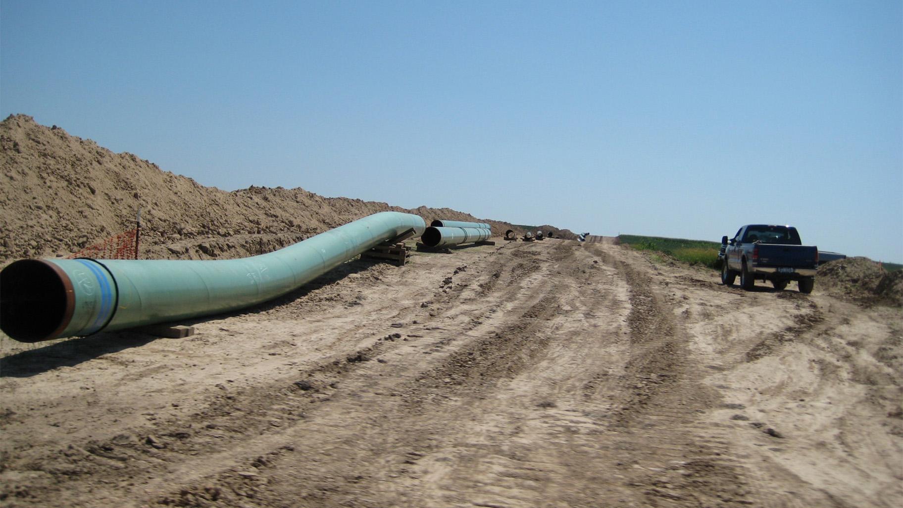 Pipes for the Keystone Pipeline, 2009. (Credit Wikimedia Commons / ShannonPatrick17)