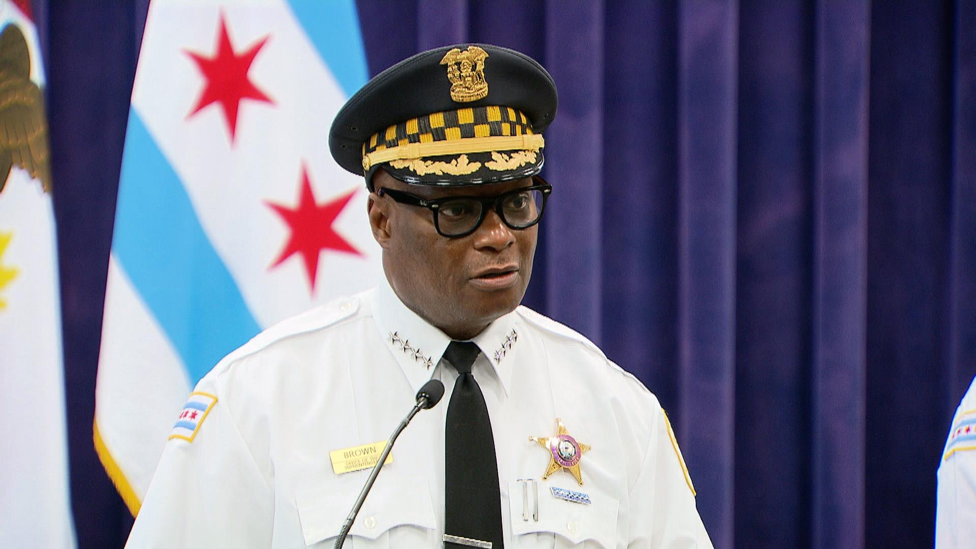 Chicago police Superintendent David Brown addresses the city’s violent holiday weekend on July 6, 2021. (WTTW News)