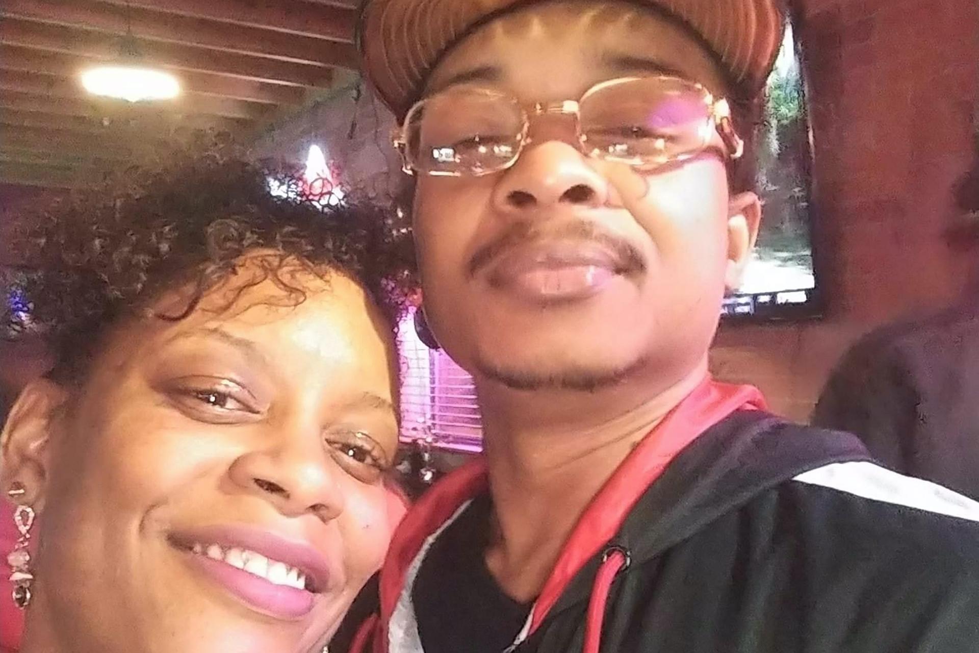 In this September 2019 file photo taken in Evanston, Ill., and provided by Adria-Joi Watkins, Watkins, left, poses in a selfie with her second cousin Jacob Blake. (Adria-Joi Watkins via AP, File)