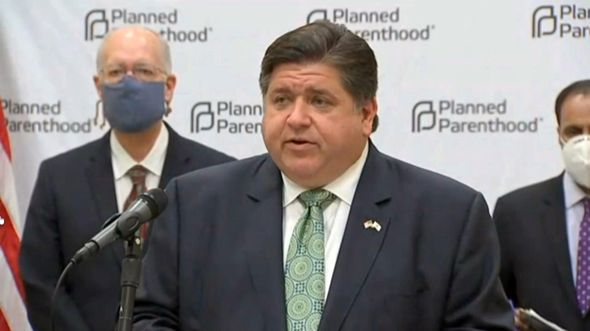 Gov. J.B. Pritzker speaks Tuesday, Sept. 14, 2021 about a controversial new Texas law banning nearly all abortions in that state. (WTTW News)