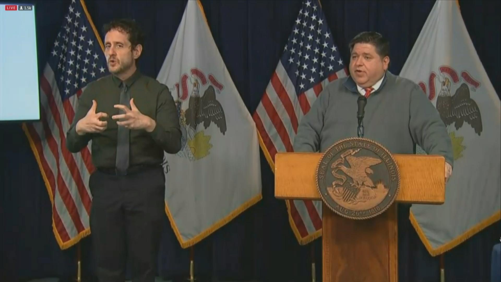 Gov. J.B. Pritzker speaks Monday, Nov. 16, 2020 during his daily COVID-19 briefing. (WTTW News)