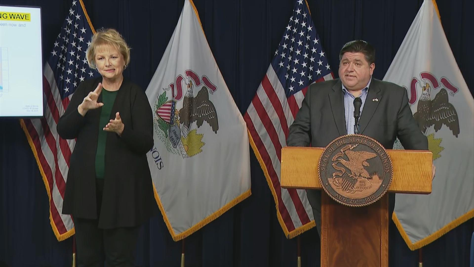 Gov. J.B. Pritzker gives his daily COVID-19 press briefing on Wednesday, Nov. 18, 2020. (WTTW News)