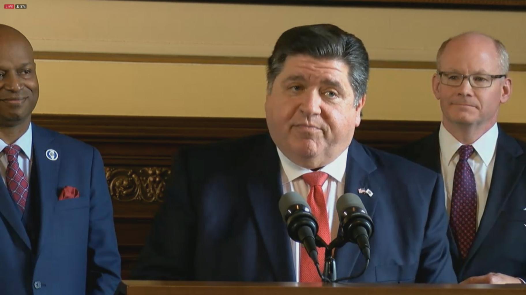 Gov. J.B. Pritzker speaks at a news conference on May 24, 2023. (WTTW News)