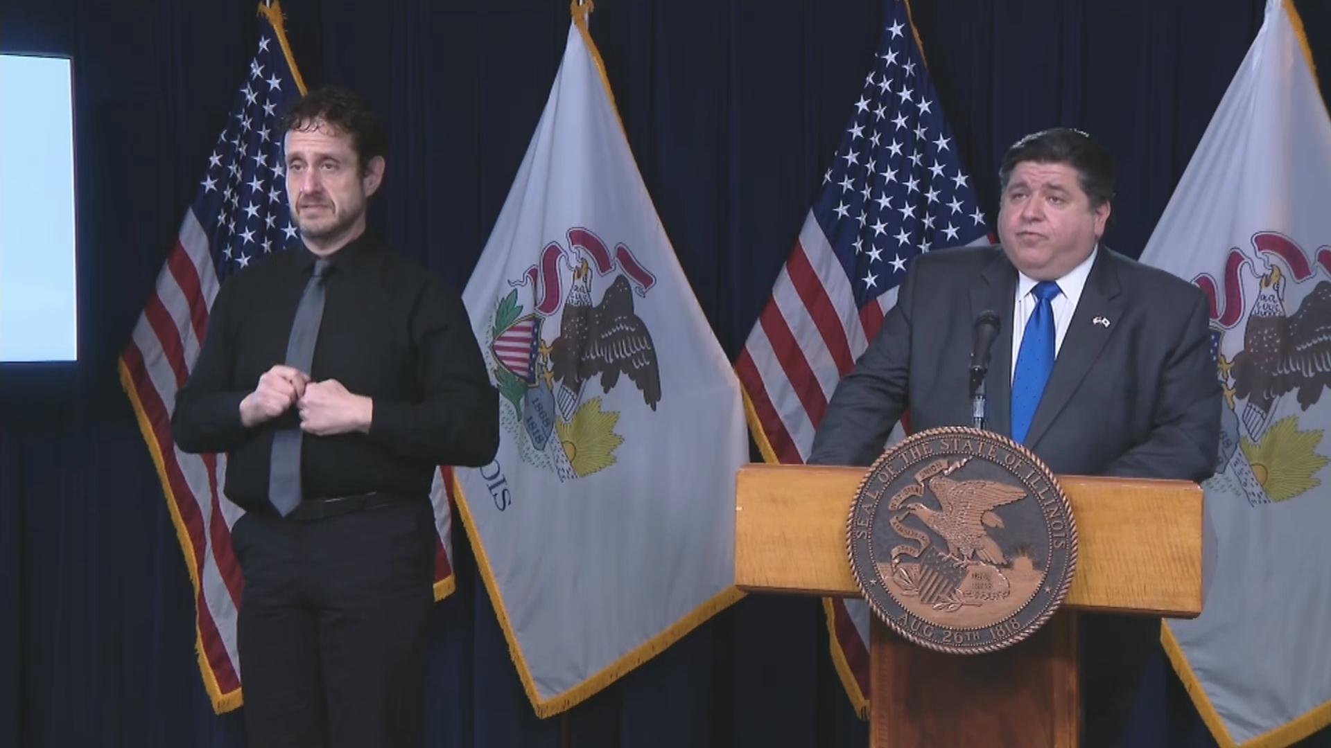 Gov. J.B. Pritzker speaks Tuesday, Dec. 8, 2020 during his daily COVID-19 briefing. (WTTW News)