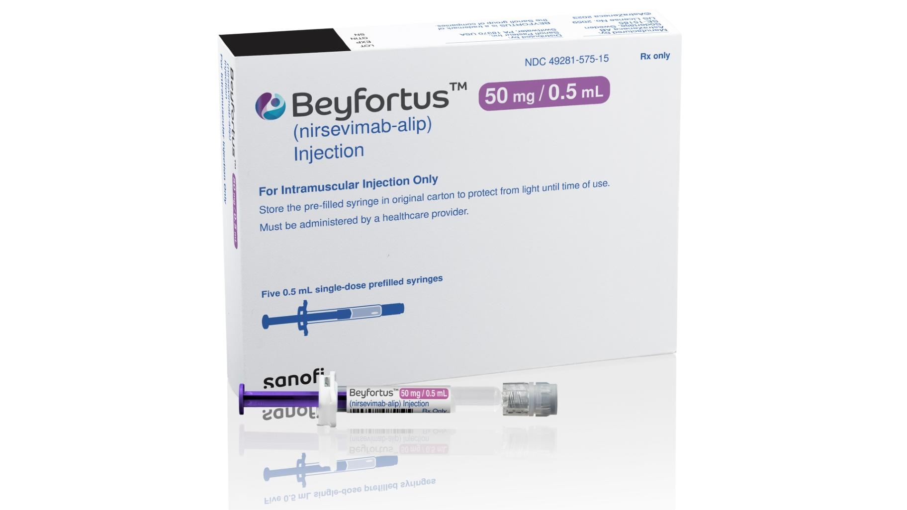 FILE - This illustration provided by AstraZeneca depicts packaging for its medication Beyfortus. (AstraZeneca via AP, File)