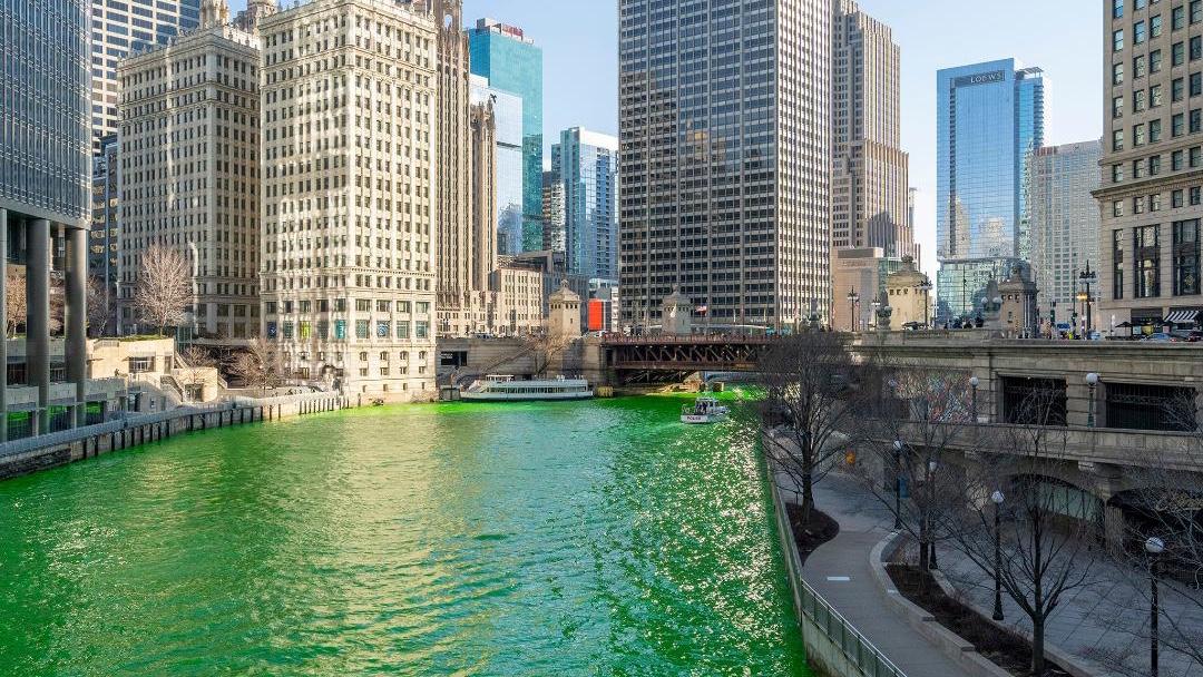 Chicago River Dyed Green For St. Patrick's Day 2022