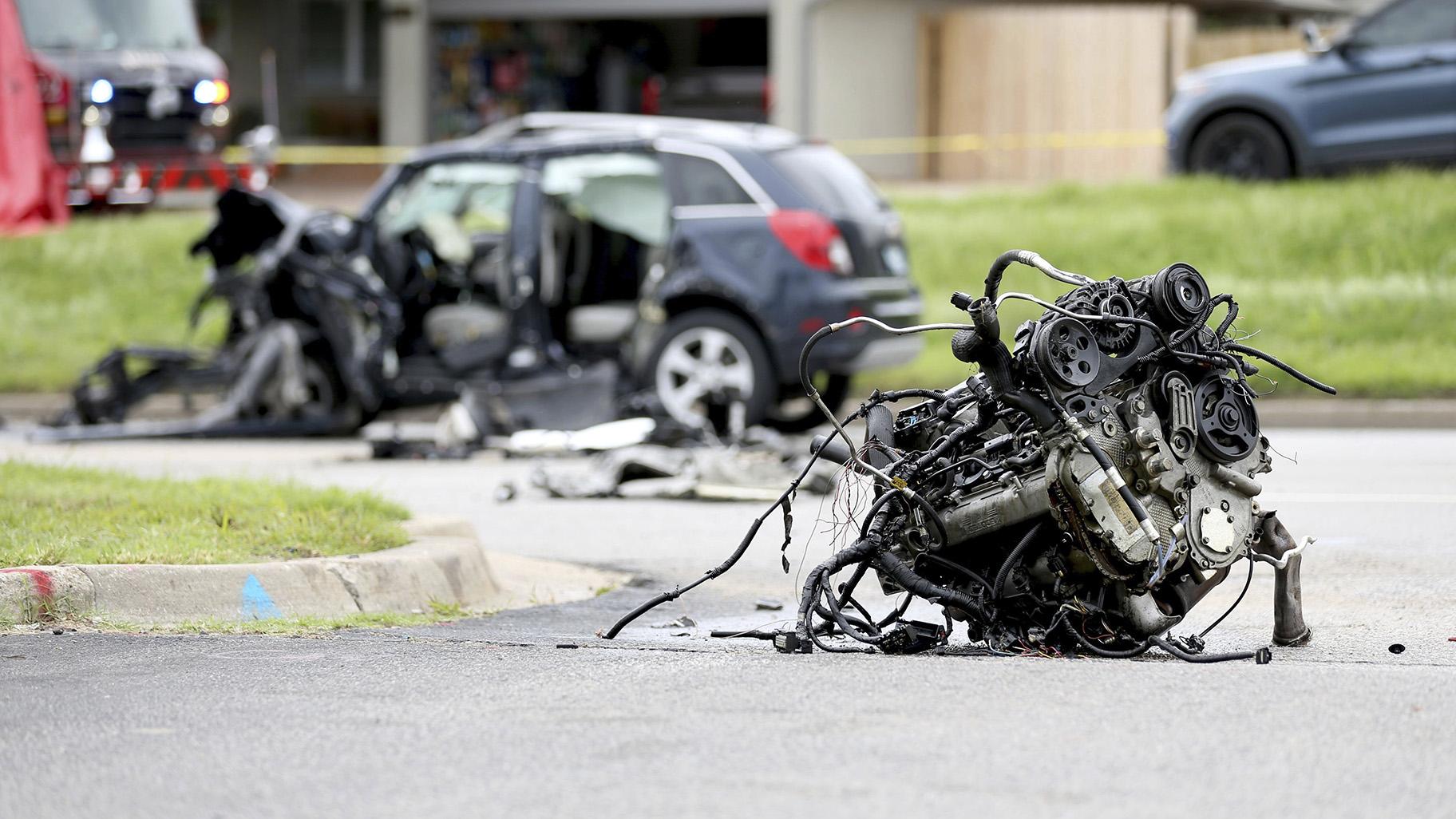 The scene of a fatality car crash, June 2, 2021, in Tulsa, Okla. (Tanner Laws / Tulsa World via AP, File)