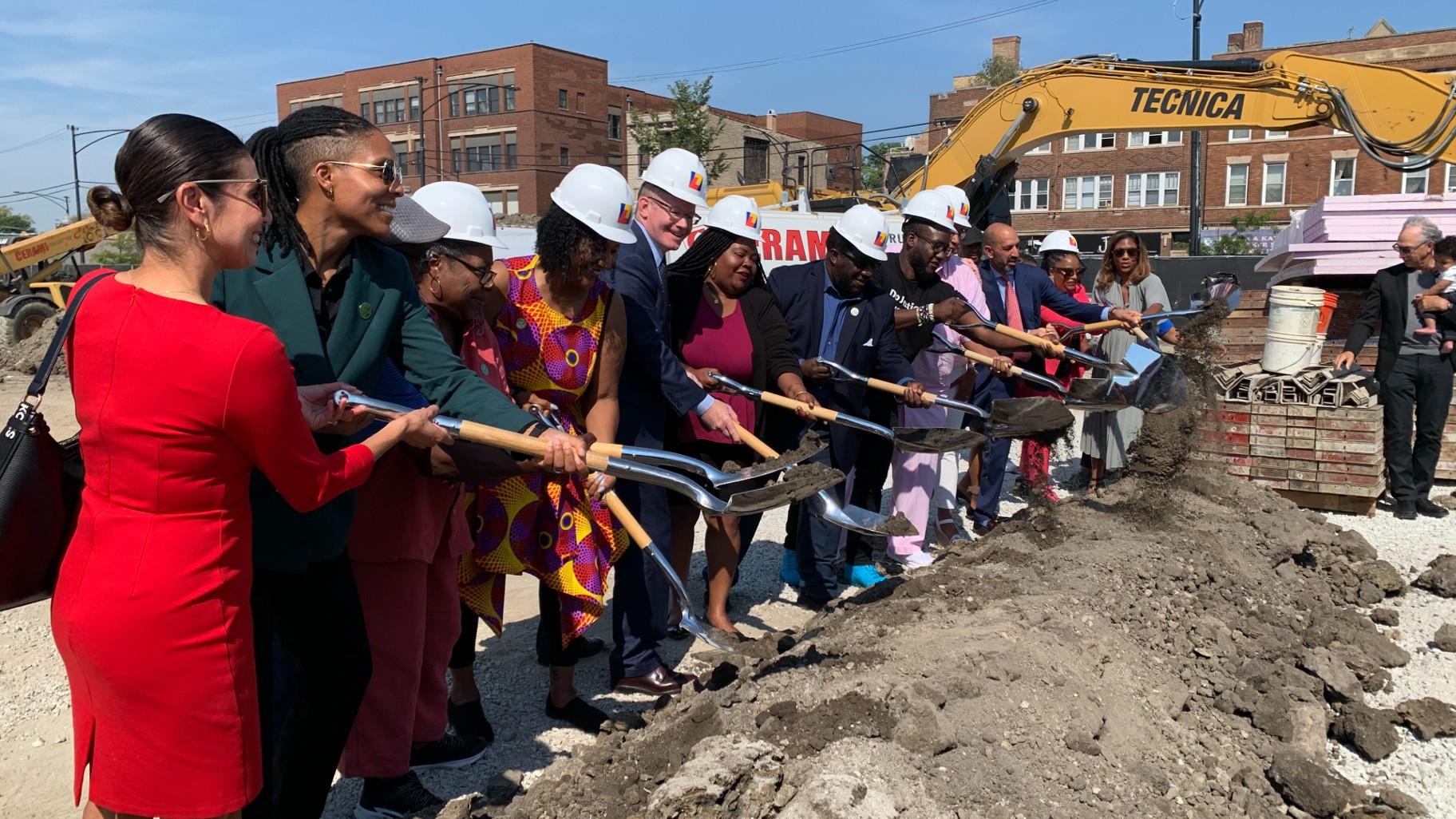 Elected officials, community members and partners gathered for a groundbreaking ceremony for Sankofa Wellness Center in West Garfield Park on September 16, 2024. (Eunice Alpasan / WTTW News)
