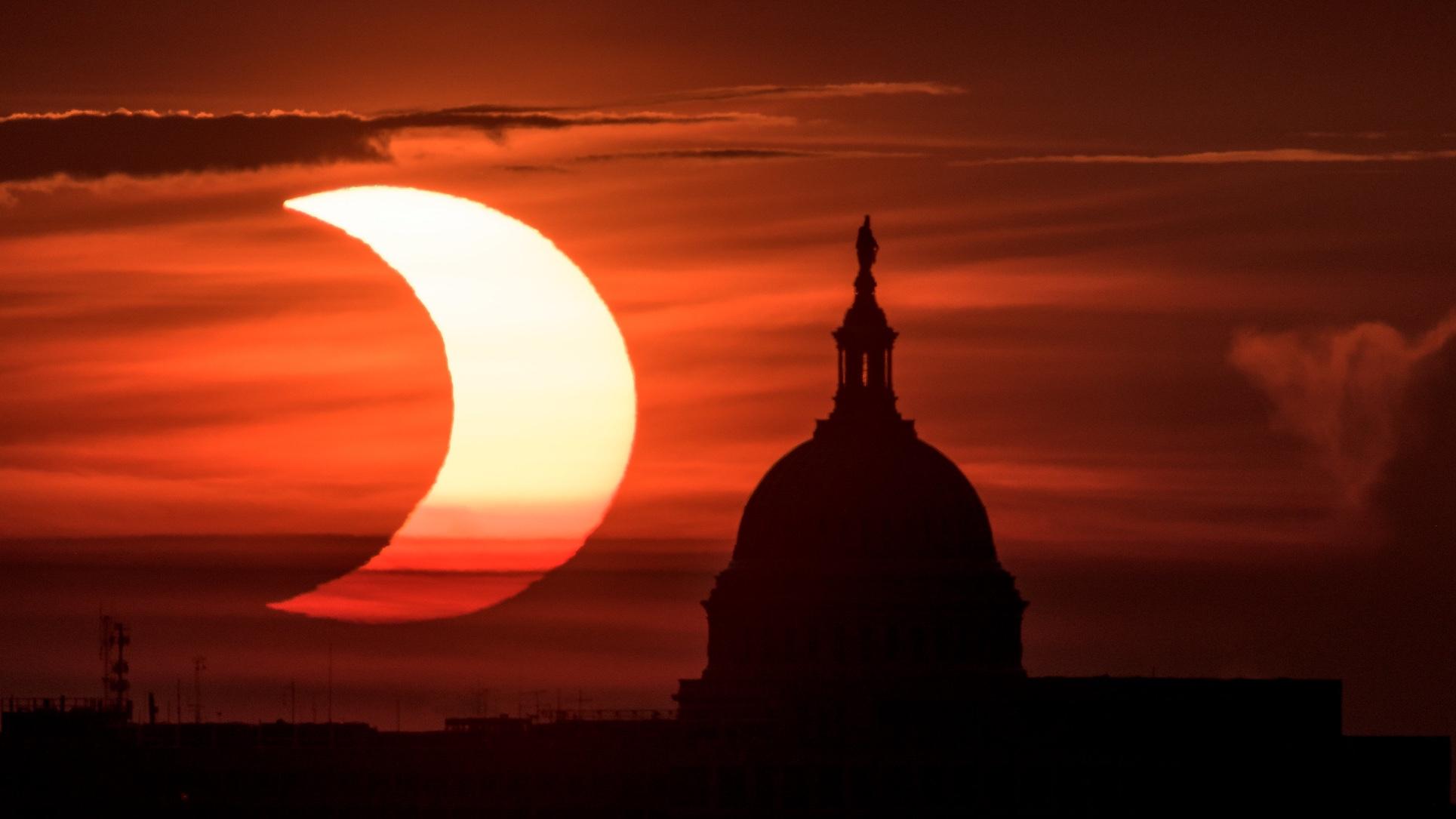 Partial solar eclipse, June 10, 2021. (Bill Ingalls / NASA)