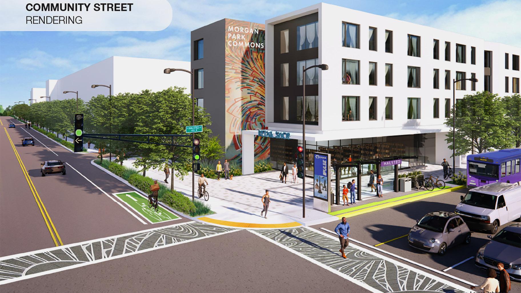 The northwest corner of 115th and Halsted streets sits at the intersection of West Pullman, East Morgan Park and West Roseland. Local leaders are working to redevelop the massive site into a mixed-use, community-driven project. (Courtesy Far South Community Development)