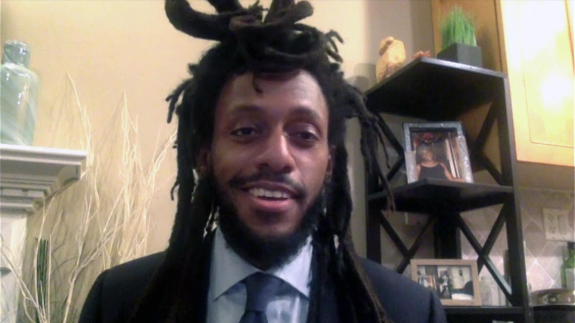 State Sen. Mike Simmons appears on “Chicago Tonight” via Zoom on Monday, Feb. 15, 2021. (WTTW News)