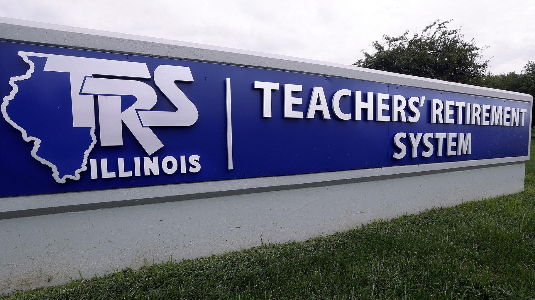 This Friday, Aug. 26, 2016 file photo shows a sign for the Illinois Teachers Retirement System in Springfield, Ill. (AP Photo / Seth Perlman, File)