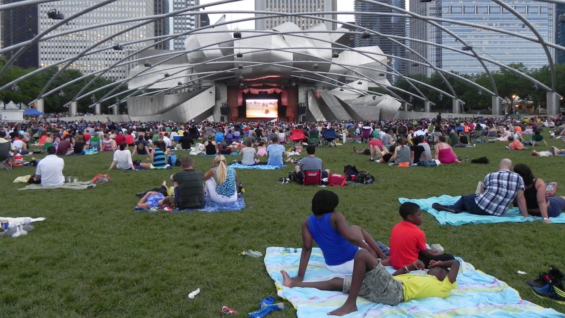 Outdoor movie screenings in Millennium Park, 2021. (Courtesy of the Chicago Department of Cultural Affairs and Special Events)