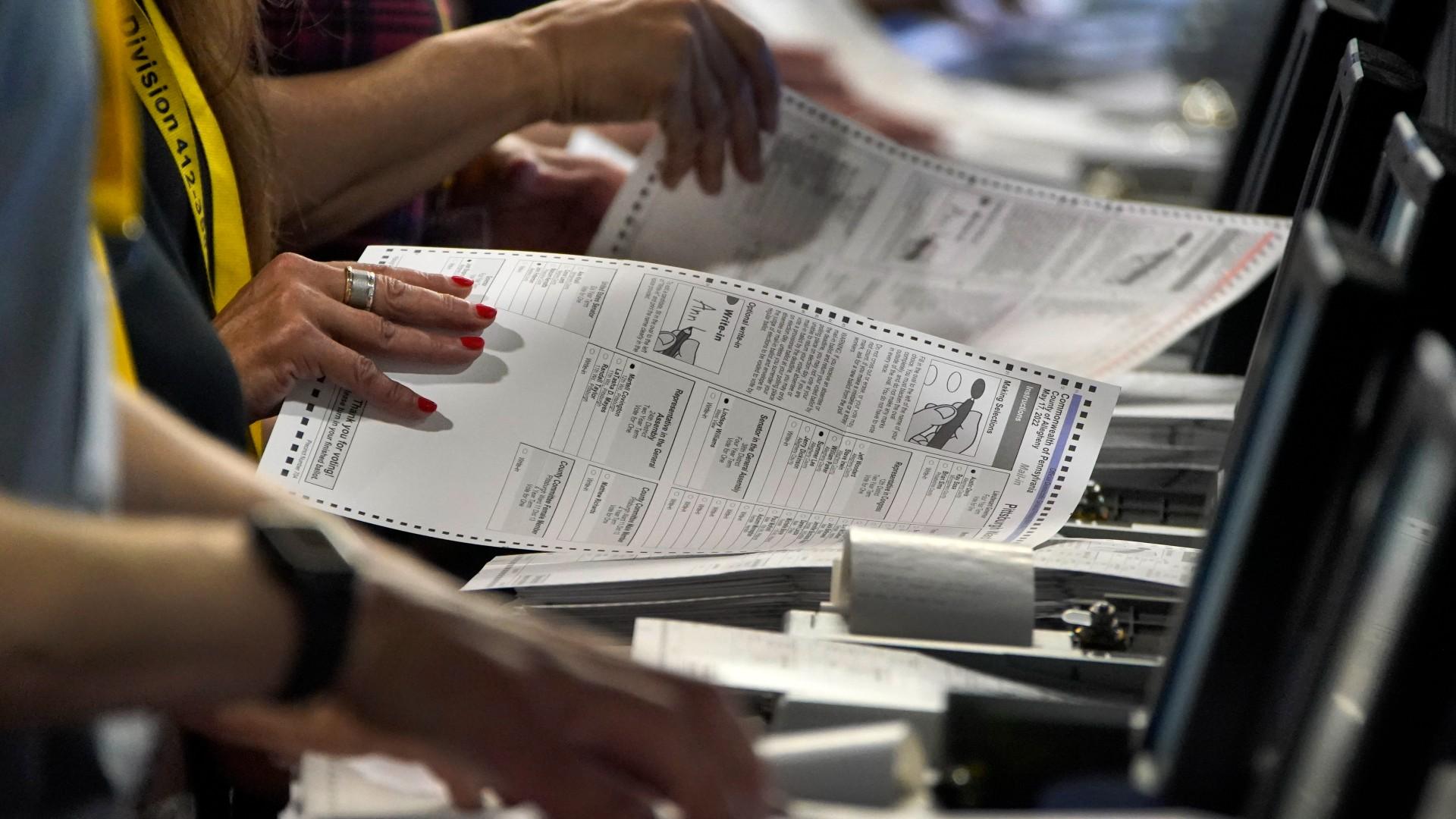 Election workers perform a recount of ballots from the recent Pennsylvania primary election at the Allegheny County Election Division warehouse on the Northside of Pittsburgh, June 1, 2022. (AP Photo / Gene J. Puskar, File)