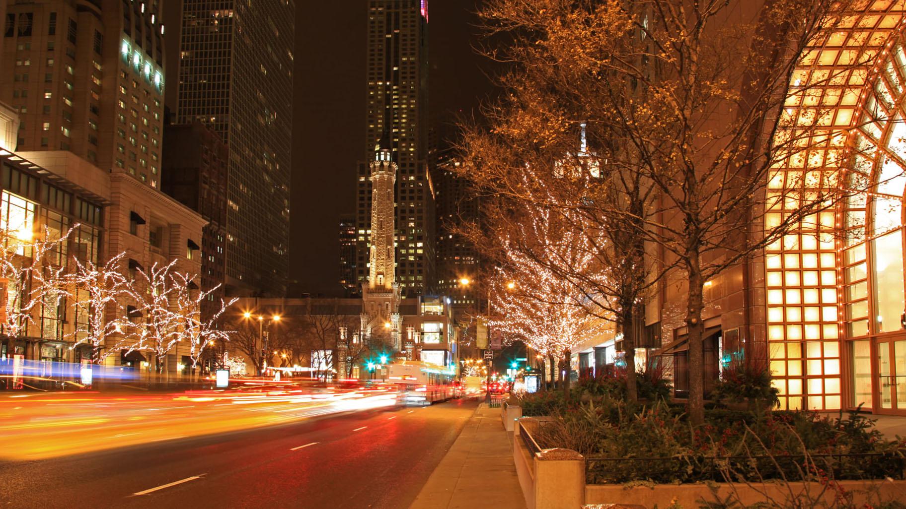 Michigan Avenue Chicago Christmas Lights