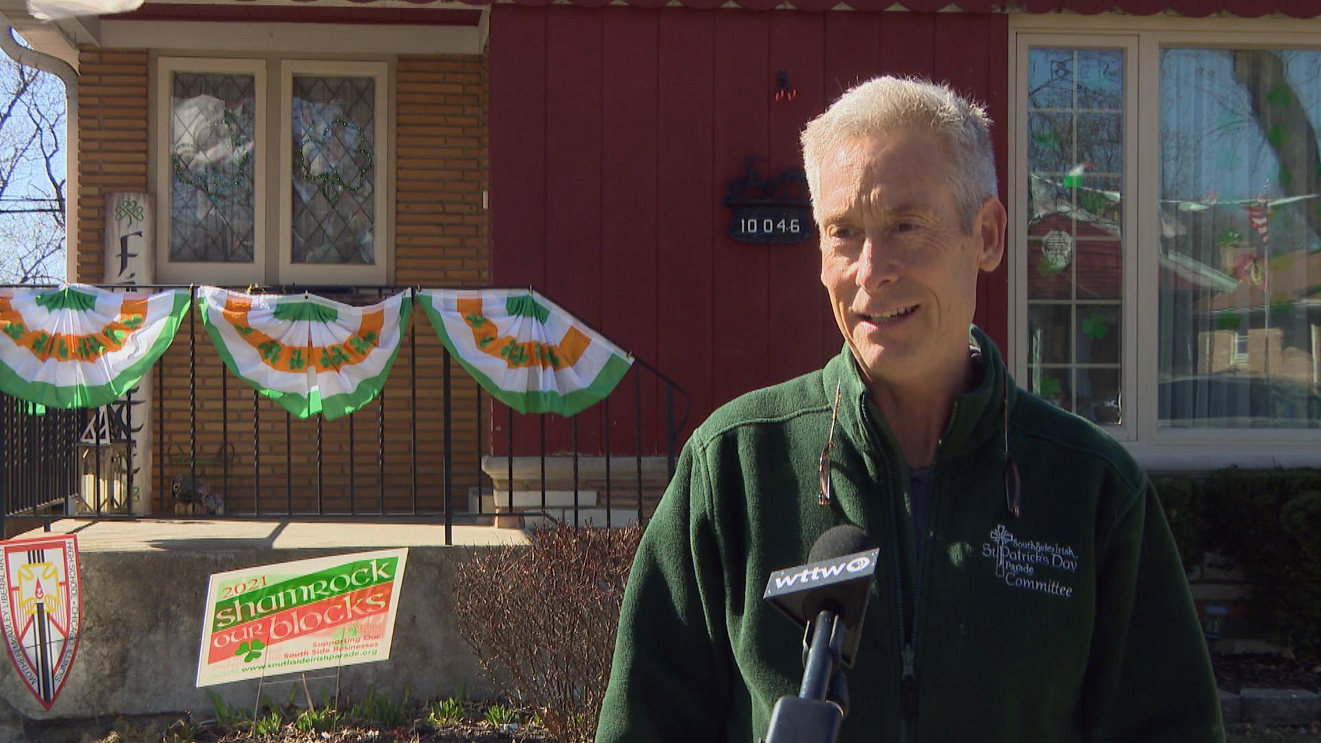 Tim McSweeney, co-chair of the South Side Irish Parade committee. (WTTW News)