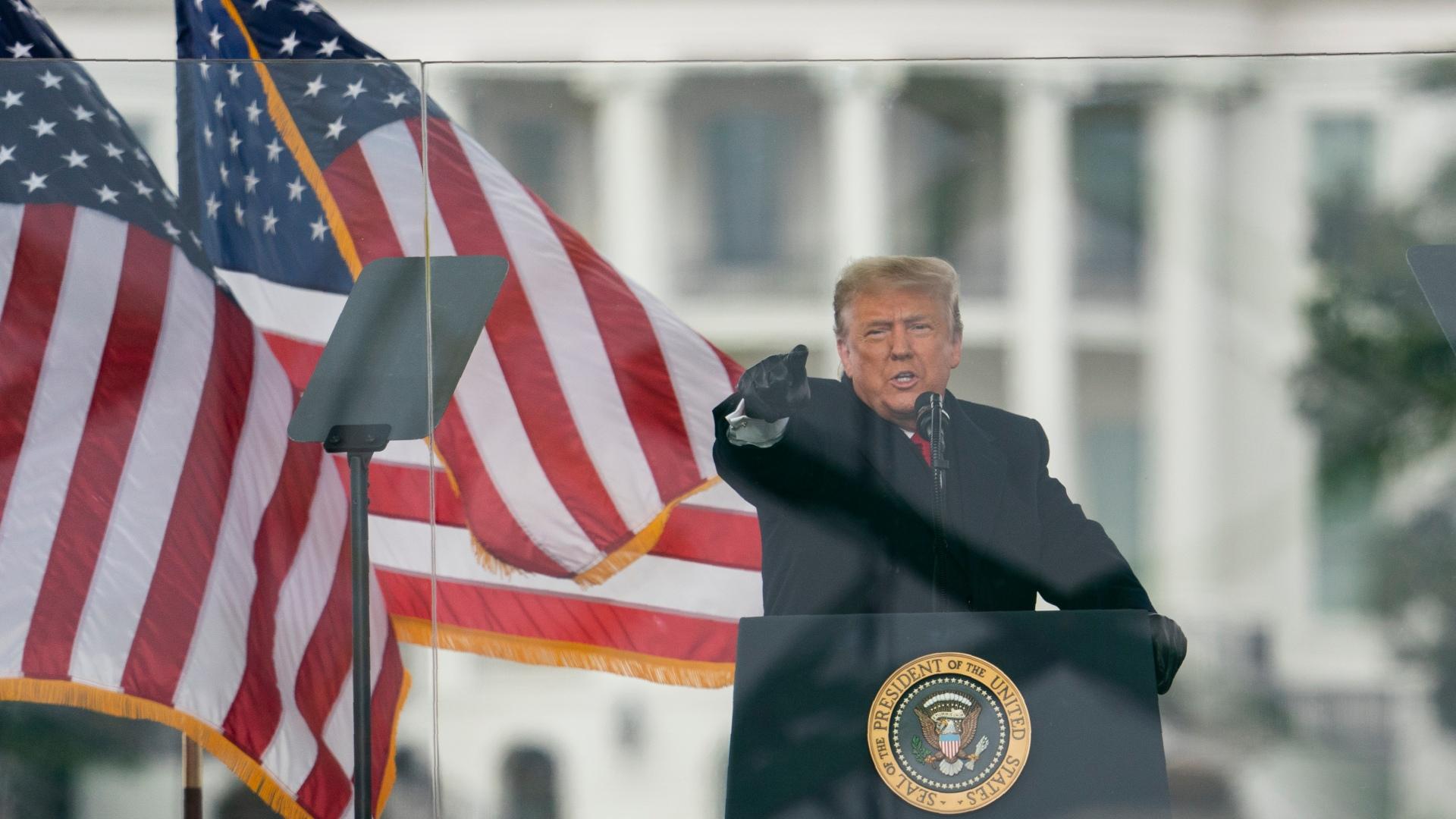 President Donald Trump speaks during a rally protesting the electoral college certification of Joe Biden as President, Wednesday, Jan. 6, 2021, in Washington. (AP Photo / Evan Vucci)