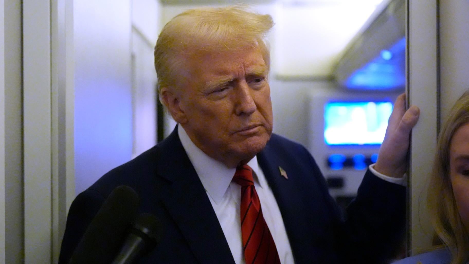 President Donald Trump speaks to reporters aboard Air Force One en route from Miami to Joint Base Andrews, Md., Monday, Jan. 27, 2025. (AP Photo / Mark Schiefelbein) President Donald Trump speaks to reporters aboard Air Force One en route from Miami to Joint Base Andrews, Md., Monday, Jan. 27, 2025. (AP Photo / Mark Schiefelbein)