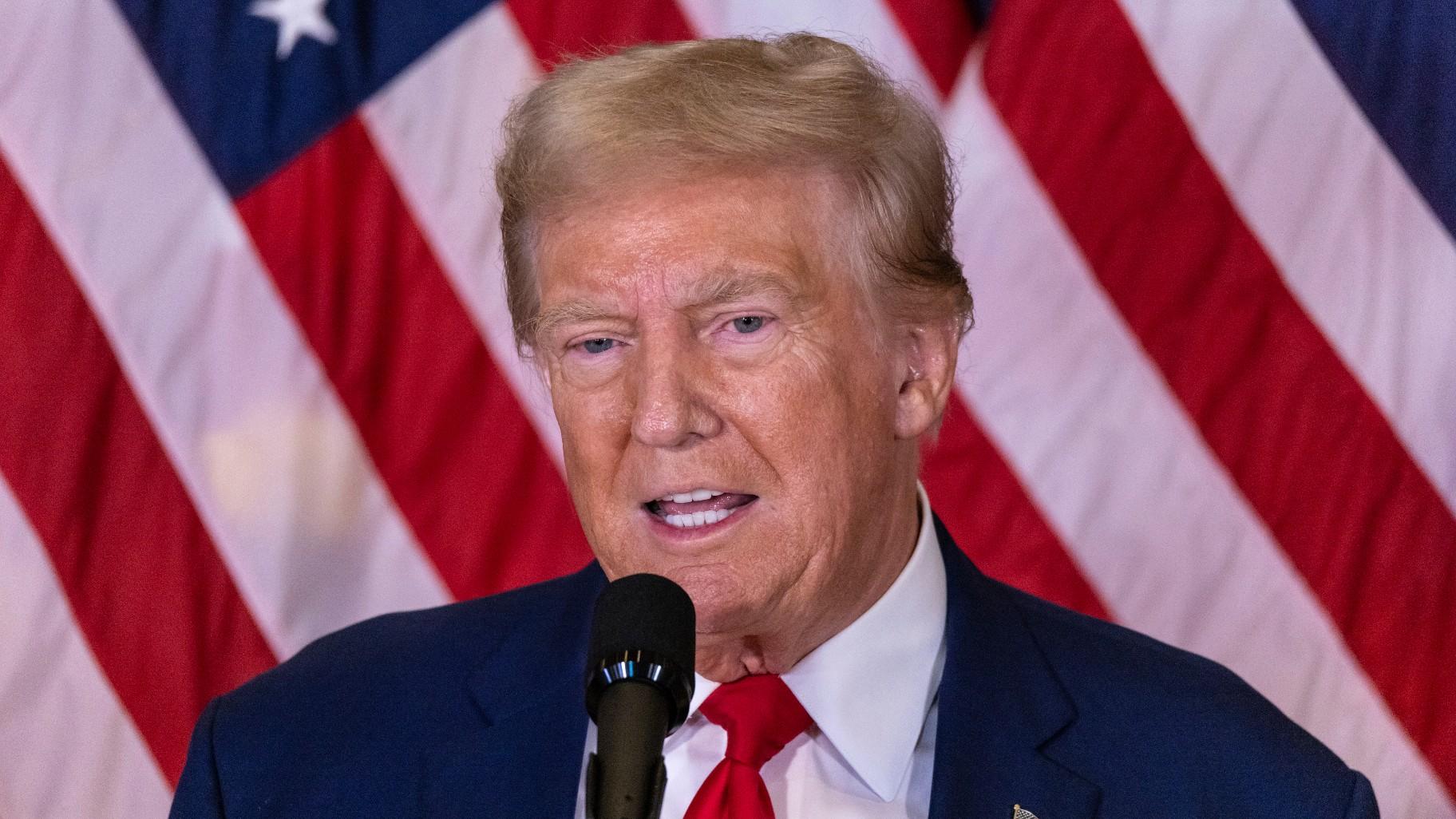 Republican presidential nominee former President Donald Trump speaks during a news conference held at Trump Tower, Friday, Sept., 6, 2024. (AP Photo / Stefan Jeremiah)