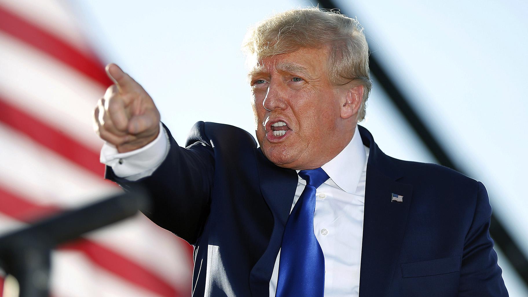 Former President Donald Trump speaks at a rally at the Delaware County Fairgrounds, April 23, 2022, in Delaware, Ohio. (AP Photo / Joe Maiorana, File)