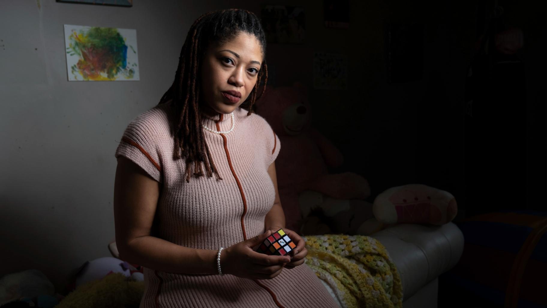 Natasha Nelson, who was diagnosed with autism in August 2023, just after her youngest daughter was also diagnosed, sits in a sensory room she uses to calm her children in her Stone Mountain, Ga. home on Friday, Feb. 14, 2025. (Ben Gray / AP Photo) Natasha Nelson, who was diagnosed with autism in August 2023, just after her youngest daughter was also diagnosed, sits in a sensory room she uses to calm her children in her Stone Mountain, Ga. home on Friday, Feb. 14, 2025. (Ben Gray / AP Photo)