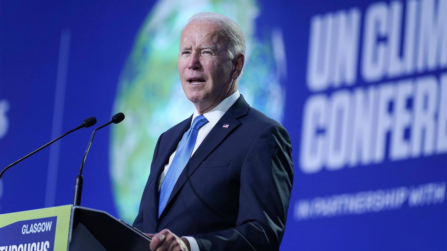 President Joe Biden speaks during the "Accelerating Clean Technology Innovation and Deployment" event at the COP26 U.N. Climate Summit, Nov. 2, 2021, in Glasgow, Scotland. 