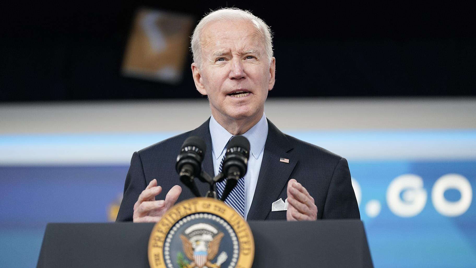 President Joe Biden speaks about status of the country's fight against COVID-19 in the South Court Auditorium on the White House campus, Wednesday, March 30, 2022, in Washington. (AP Photo / Patrick Semansky)