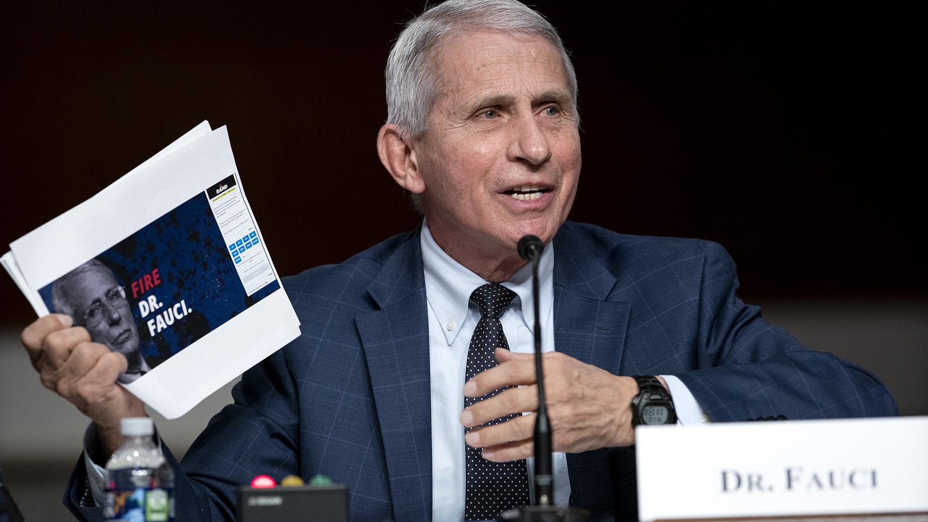 Dr. Anthony Fauci, director of the National Institute of Allergy and Infectious Diseases and chief medical adviser to the president, speaks during a Senate Health, Education, Labor, and Pensions Committee hearing Tuesday, Jan. 11, 2022 on Capitol Hill in Washington. (Greg Nash / Pool via AP)